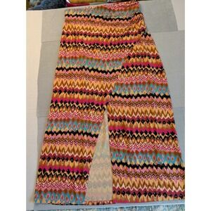 Boden Wrap Midi Skirt US 8R UK 12R Pink Ikat Print Stretch Jersey Faux Wrap